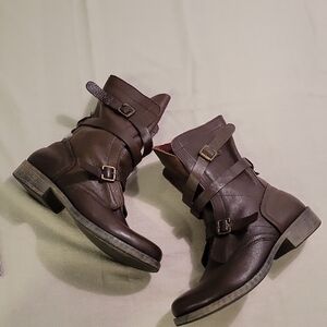 Diba True Jet Way Combat Ankle Boots  Brown Womens Size 8